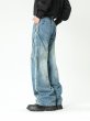 画像3:  Unisex Straight-leg washed denim pants Jeans  ユニセックス 男女兼用 ストレートワイドフリンジデザイン デニムジーンズ (3)