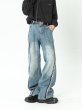 画像4:  Unisex Straight-leg washed denim pants Jeans  ユニセックス 男女兼用 ストレートワイドフリンジデザイン デニムジーンズ (4)