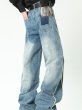 画像5:  Unisex Straight-leg washed denim pants Jeans  ユニセックス 男女兼用 ストレートワイドフリンジデザイン デニムジーンズ (5)