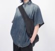 画像5: Unisex zip-up high street gradient wash denim short sleeve shirt　男女兼用 ユニセックスジップアップグラデーションウォッシュデニム半袖シャツジャケット (5)