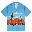 画像1:  Unisex retro blue photo print short sleeve shirt 　男女兼用 ユニセックスユニセックスレトロブルーフォトプリント 半袖シャツ (1)