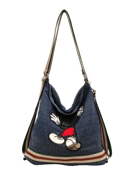 画像1: Back View Mickey Mouse 2 Way Denim Bag Shoulder Backpack　ミッキーマウス　後ろ姿　デニム　ツーウェイ　バッグ　バックパック　リュックサック (1)