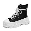 画像1: Unisex platform lace-up canvas high-top sneakers　ユニセックス男女兼用厚底レースアップキャンバスハイカットスニーカー   (1)