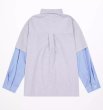 画像2:  Unisex Two-piece splice striped long sleeve shirt 　男女兼用 ユニセックスツーピーススプライスストライプ長袖シャツ (2)