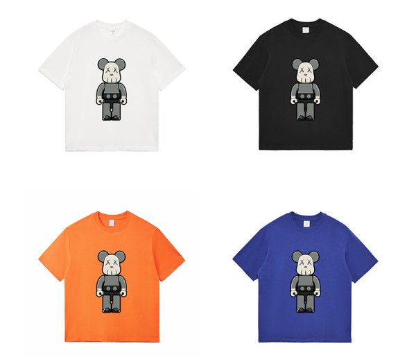 画像1: Bearbrick Mickey Mouse Kaws Printed T-shirt  ユニセックス　男女兼用　ベアブリック　ミッキーマウス　カウズ　プリント　Tシャツ (1)