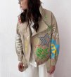 画像1: Women's  Graffiti Print Lapel Leather Jacket Riders　落書きグラフィックプリントラペルレザージャケットライダース　コート ジャケット 　 (1)