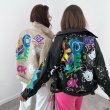 画像3: Women's  Graffiti Print Lapel Leather Jacket Riders　落書きグラフィックプリントラペルレザージャケットライダース　コート ジャケット 　 (3)