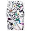 画像2: Women's Snoopy graffiti print printed pencil tight skirt スヌーピー グラフィックペイント タイト ペンシル 膝丈 スカート (2)