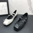 画像9: Women’s LeatherDouble Strap & Ribbon Square Toe Mary Jane Flat Shoes Scoop Ballet Shoes  　 レザーフラットダブルストラップ&リボンバレーシューズパンプススリッポンスニーカー (9)