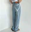 画像5: Heart pocket wide denim pants  Jeans 　レディース ハートプリント　デニム　ジーンズ (5)