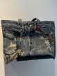 画像3: Unisex decorative chain damage paint denim one handle tote shoulder bag　ユニセックス　男女兼用　デコレイトチェーンダメージペイント デニムトートショルダークロスボディースポーツエコバッグ (3)