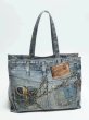 画像2: Unisex decorative chain damage paint denim one handle tote shoulder bag　ユニセックス　男女兼用　デコレイトチェーンダメージペイント デニムトートショルダークロスボディースポーツエコバッグ (2)