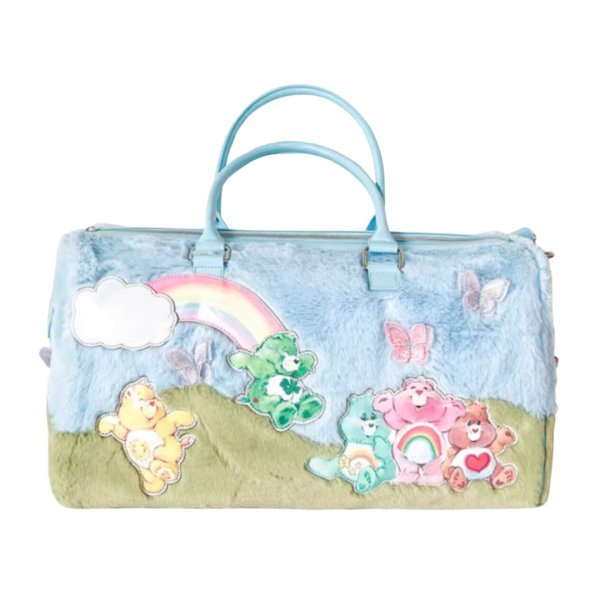 画像1: Care Bears Brightest Day Fuzzy Weekender  Boston Bag カラフル ケアベア  フェイクファーぬいぐるみ ボストン ショルダーバッグ (1)