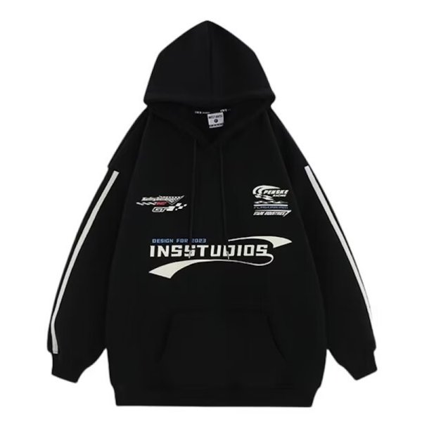 画像1: Unisex American logo three stripe hoodie　 男女兼用　ユニセックスアメリカンロゴスリーライン三本線ストライプパーカープリントスエットフーディーパーカー (1)