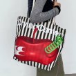 画像7: Fruit Killer Stripe Large Capacity Canvas Shoulder Portable All-match Tote Shoulder Eco Tote Shopping Bag　男女兼用　折りたたみ　持ち運び便利　ストライプ＆フルーツ　エコ　トート　ショッピング　マイ　バッグ (7)