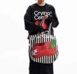 画像3: Fruit Killer Stripe Large Capacity Canvas Shoulder Portable All-match Tote Shoulder Eco Tote Shopping Bag　男女兼用　折りたたみ　持ち運び便利　ストライプ＆フルーツ　エコ　トート　ショッピング　マイ　バッグ (3)