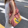 画像11: Fruit Killer Stripe Large Capacity Canvas Shoulder Portable All-match Tote Shoulder Eco Tote Shopping Bag　男女兼用　折りたたみ　持ち運び便利　ストライプ＆フルーツ　エコ　トート　ショッピング　マイ　バッグ (11)