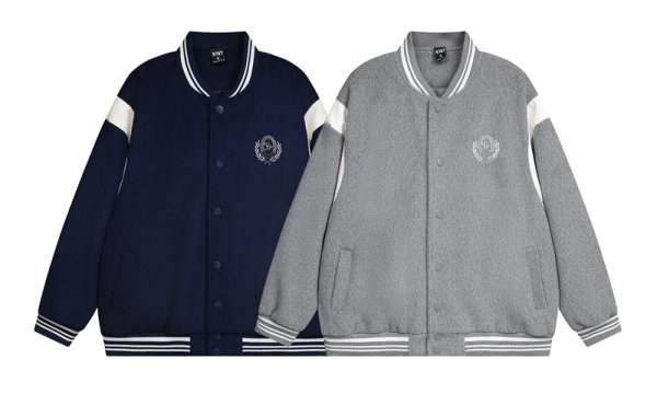 画像1:  Basic one-point logo embroidered stadium jumper Blouson baseball uniform jacket　 ユニセックス 男女兼用ベーシックワンポイントエンブレムスタジアムジャンパー スタジャン MA-1 ボンバー ジャケット ブルゾン (1)