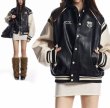 画像9:  Basic one-point logo embroidered stadium jumper Blouson baseball uniform jacket　 ユニセックス 男女兼用ベーシックワンポイントエンブレムスタジアムジャンパー スタジャン MA-1 ボンバー ジャケット ブルゾン (9)