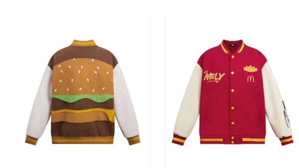 画像1: American Street Burger Fries Baseball Uniform jacket Blouson baseball uniform jacket　 ユニセックス 男女兼用バーガーフライスタジアムジャンパー スタジャン MA-1 ボンバー ジャケット ブルゾン (1)