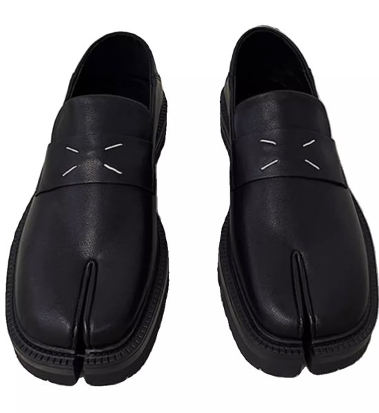 画像1: Mens Real Leather British tabi slip on loafers shoes 本革 メンズ 男女兼用 イギリス調 ブリティッシュ 足袋 ステッチ シューズ スリッポン  ローファー (1)