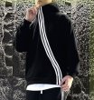 画像3: Unisex Three Stripe Diagonal Zipper Hoodie Jacket,　 男女兼用  斜めジップアップ3ラインフーディ　パーカー (3)