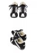 画像14: Square Toe Zebra Color Matching Lace-Up Leather Sneakers　スクエアトゥ ゼブラカラーマッチング レースアップレザースニーカー　シューズ　スニーカー (14)