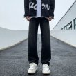 画像6:  Unisex Star & Alphabet Print Loose Straight Denim Pants Jeans  ユニセックス 男女兼用スター＆アルファベットプリントルーズストレート デニムジーンズ (6)