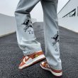 画像3:  Unisex Star & Alphabet Print Loose Straight Denim Pants Jeans  ユニセックス 男女兼用スター＆アルファベットプリントルーズストレート デニムジーンズ (3)