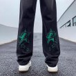 画像4:  Unisex Star & Alphabet Print Loose Straight Denim Pants Jeans  ユニセックス 男女兼用スター＆アルファベットプリントルーズストレート デニムジーンズ (4)