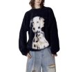 画像1: Unisex  Dalmatian knitted round neck sweater knit　 ユニセックス　男女兼用　ダルメシアン編み込みラウンドネック セーター ニット (1)