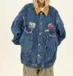 画像4: Unisex washed patch embroidered denim jacket 　 ユニセックス 男女兼用デニムエンブレム＆刺繍ジャケット ブルゾンGジャン (4)