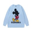 画像2: Mickey Mouse color knitted round neck distressed sweater 　男女兼用ユニセックスミッキーマウスカラーミッキー編み込みクールネックダメージセーター ニット (2)