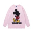 画像3: Mickey Mouse color knitted round neck distressed sweater 　男女兼用ユニセックスミッキーマウスカラーミッキー編み込みクールネックダメージセーター ニット (3)