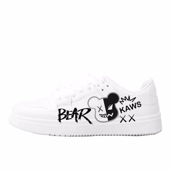 画像1: Unisex kaws leather lace-up low-cut and high-cut sneakers　ユニセックス　男女兼用 KAWS カウズローカット＆ハイカット　レザー スニーカー レースアップ シューズ (1)