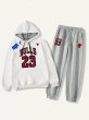 画像2: 24 Men& Women basketball team Bulls setup Hoodie and Pants Set  バスケットボールチームプリント セットアップユニセックス男女兼用スウェットフーディ＆パンツセット　ブルズ　 (2)