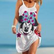 画像10: Women's Mickey and Minnie mouse comic cartoon printed Cami Tank Dress  ミッキー ミニー グラフィックペイント キャミソール ワンピース ドレス　オーバーサイズ (10)