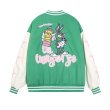 画像1: Unisex Bugs Bunny Embroidery Stadium Jumper Baseball Uniform jacket Blouson  jacket　 ユニセックス 男女兼用バッグス・バニー刺繍スタジアムジャンバー スタジャン MA-1 ボンバー ジャケット ブルゾン (1)