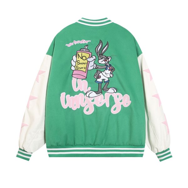 画像1: Unisex Bugs Bunny Embroidery Stadium Jumper Baseball Uniform jacket Blouson  jacket　 ユニセックス 男女兼用バッグス・バニー刺繍スタジアムジャンバー スタジャン MA-1 ボンバー ジャケット ブルゾン (1)