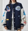 画像2: Unisex Achock Baseball Embroidered Stadium Jumper Baseball Uniform jacket Blouson  jacket　 ユニセックス 男女兼用Achockベースボール刺繍スタジアムジャンバー スタジャン MA-1 ボンバー ジャケット ブルゾン (2)