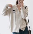 画像3: Mickey Mouse one-point embroidered knit zip-up hoodie sweater 　男女兼用ユニセックスミッキーマウスワンポイント刺繍ニットジップアップニットフーディパーカー ニット (3)