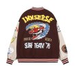 画像3: Unisex Surf Emblem Splicing Baseball Uniform Jacket Stadium Jacket Stadium Jumper 　 ユニセックス 男女兼用サーフ刺繍スタジアムジャンバー スタジャン MA-1 ボンバー ジャケット ブルゾン (3)