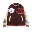 画像5: Unisex Surf Emblem Splicing Baseball Uniform Jacket Stadium Jacket Stadium Jumper 　 ユニセックス 男女兼用サーフ刺繍スタジアムジャンバー スタジャン MA-1 ボンバー ジャケット ブルゾン (5)