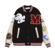 画像4: Unisex Surf Emblem Splicing Baseball Uniform Jacket Stadium Jacket Stadium Jumper 　 ユニセックス 男女兼用サーフ刺繍スタジアムジャンバー スタジャン MA-1 ボンバー ジャケット ブルゾン (4)