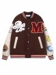 画像6: Unisex Surf Emblem Splicing Baseball Uniform Jacket Stadium Jacket Stadium Jumper 　 ユニセックス 男女兼用サーフ刺繍スタジアムジャンバー スタジャン MA-1 ボンバー ジャケット ブルゾン (6)