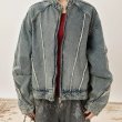 画像4: Raw Edge Wash Denim Zip-Up Jacket G-Jean blouson ユニセックス 男女兼用ローエッジウォッシュデニムジップアップジャケットGジャン ブルゾン (4)