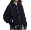 画像8: MADEEXTREME jacquard high-density wool texture retro stitching short zipper jacket flight jacket blouson ユニセックス 男女兼用 ジャカードウール テクスチャージッパージャンパー スタジャン ブルゾン (8)