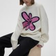 画像5: Flower motif knitted round neck sweater　男女兼用ユニセックスフラワーモチーフ編み込みクールネックセーター ニット (5)