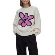 画像1: Flower motif knitted round neck sweater　男女兼用ユニセックスフラワーモチーフ編み込みクールネックセーター ニット (1)