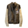 画像2: Looney Tunes Bugs Bunny Vintage Western Cowboy Leather Brown Button Up Jacket ユニセッ クス男女兼用 ヴィンテージ風 バックスバニー レザージップアップ ジャケット スタジアムジャンパー スタジャン ブルゾン (2)